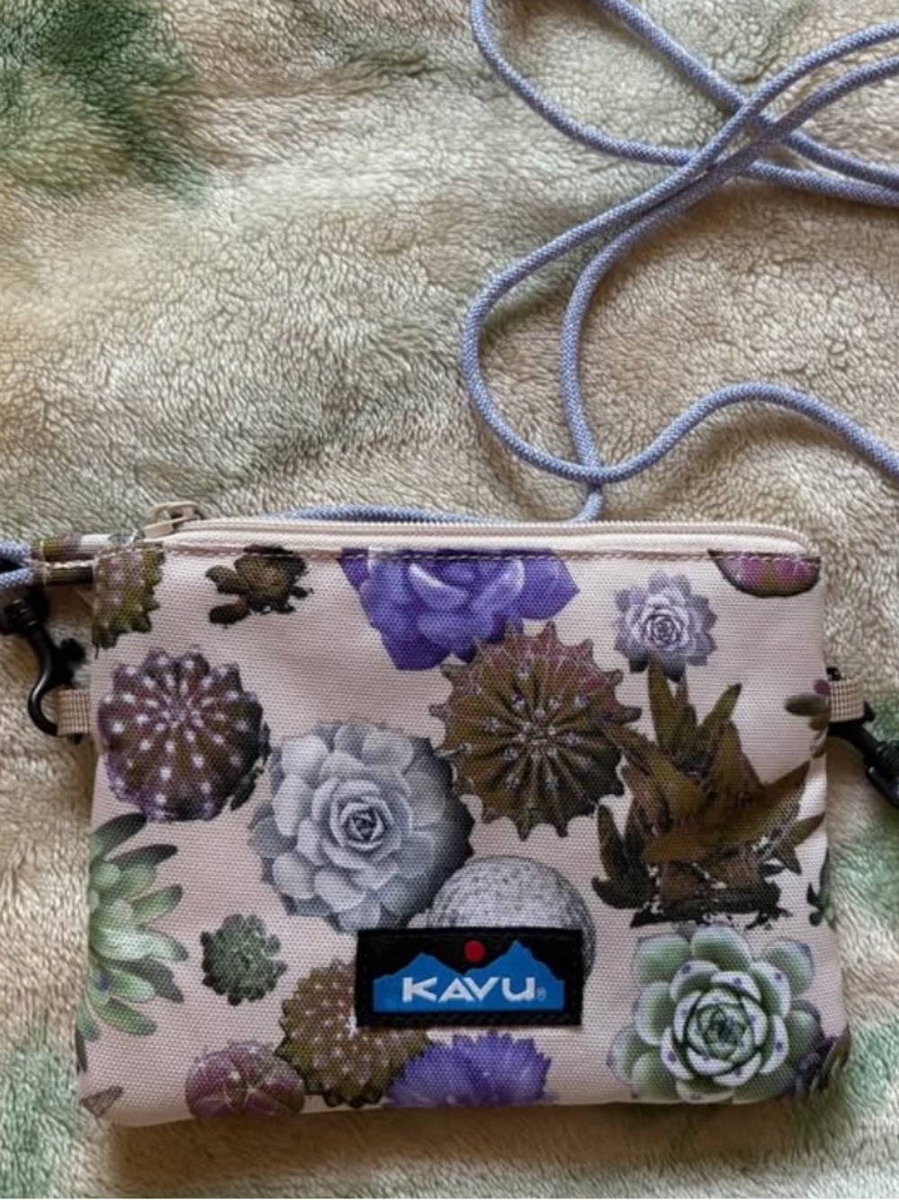 KAVU Lavender & Green Succulent Crossbody Pouch